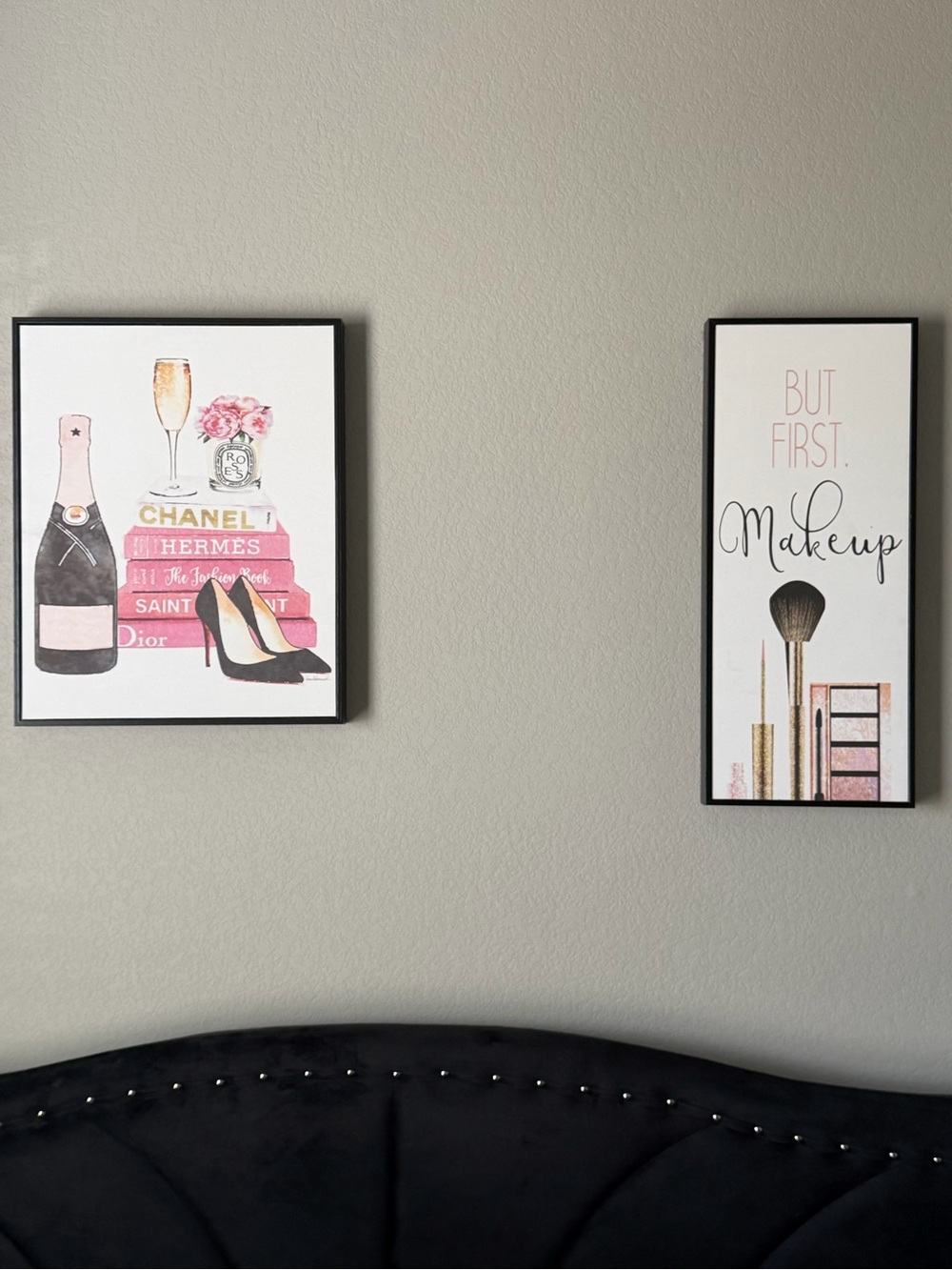 Chic Pink & Black Fashion Wall Art Pair